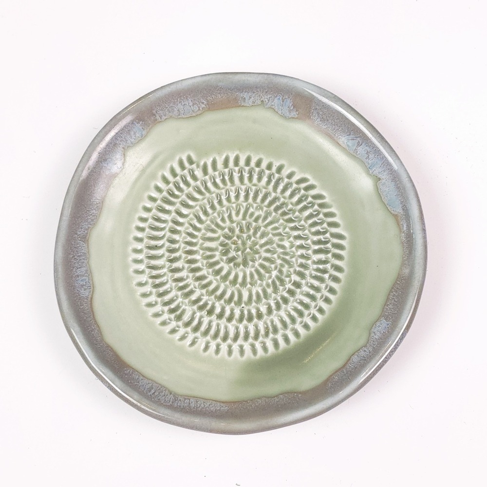 Ceramic Garlic Lemon Grater Plate Teal Blue